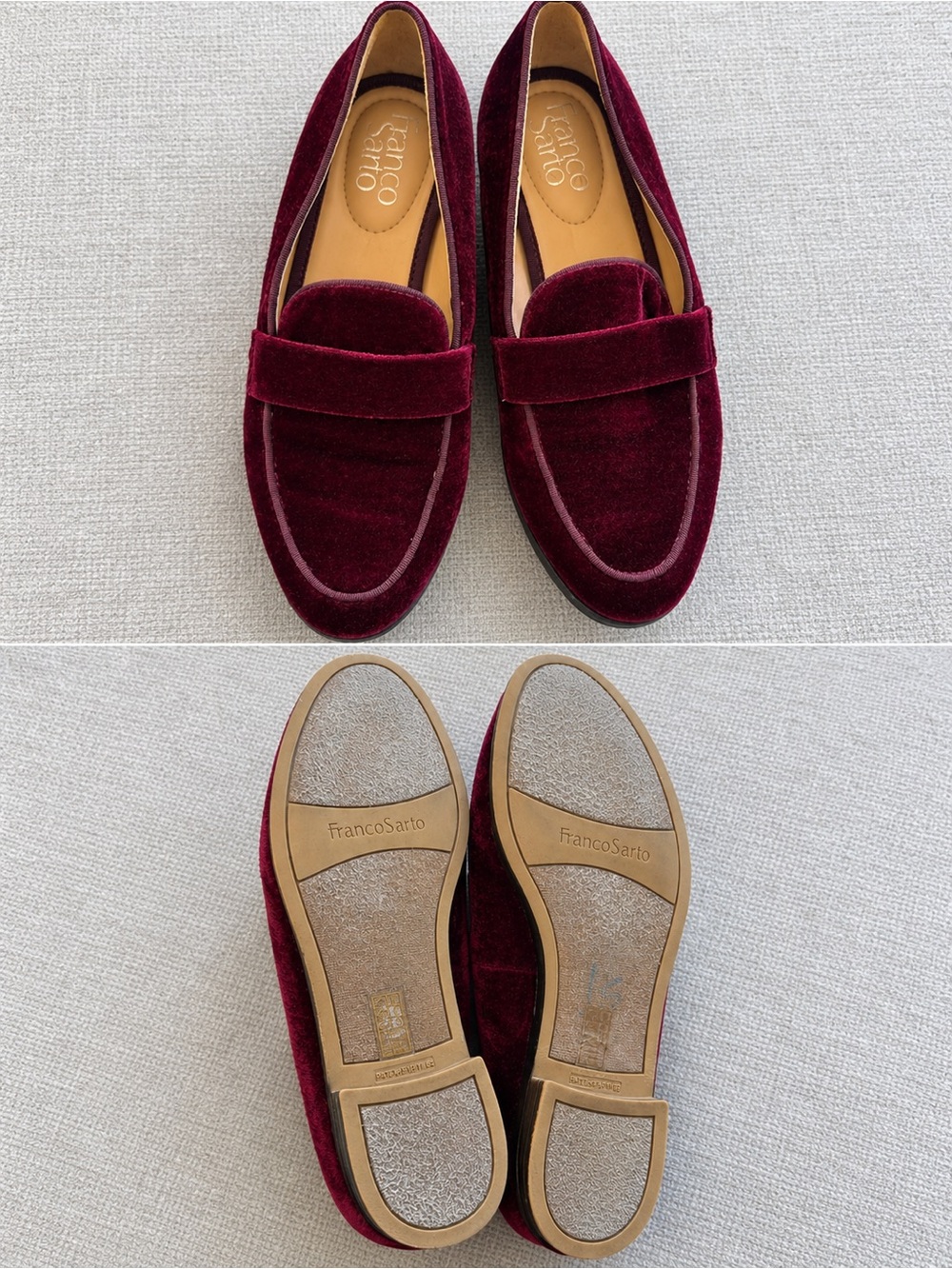 Franco Sarto Men's Wine Velvet Penny Loafers